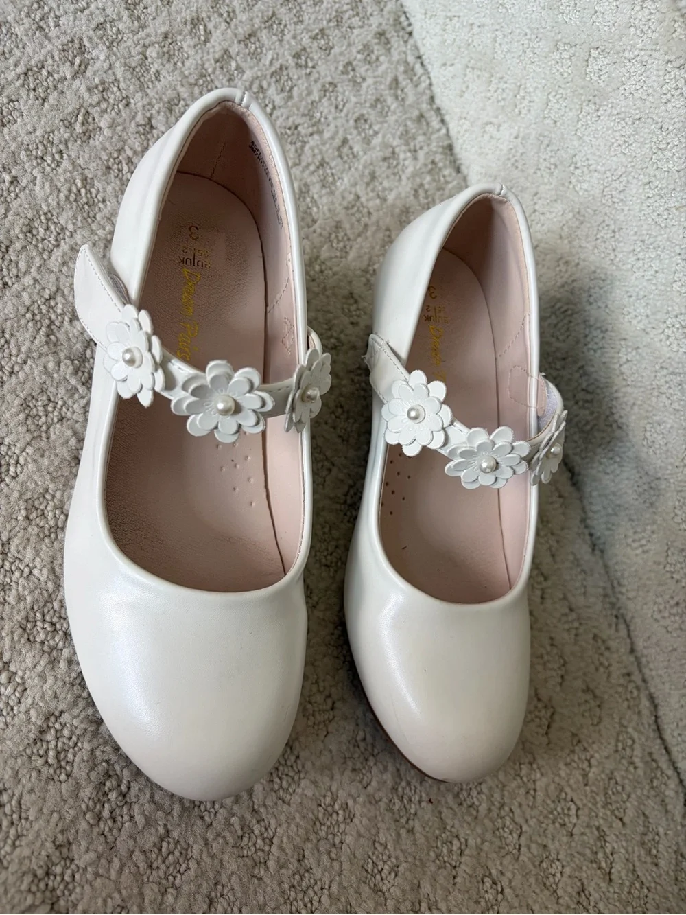 Girls Ivory Floral Dress Shoes